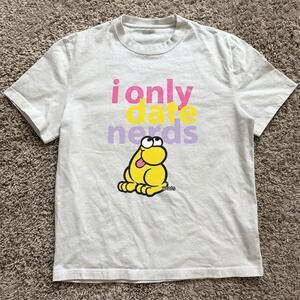 White Only Date Nerd Cotton T Shirt
